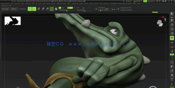 Zbrush鳄鱼人雕刻初学者入门指南视频教程(图5)