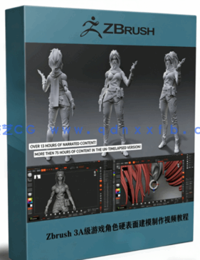 Zbrush 3A级游戏角色硬表面建模制作视频教程 (图1)
