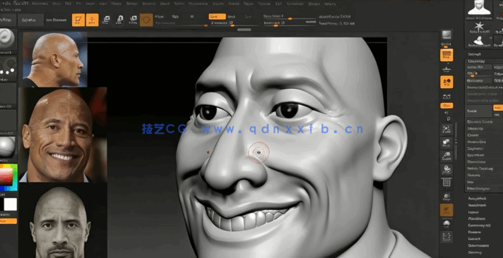 Zbrush巨石强森人物头部3D打印雕塑制作视频教程(图5)
