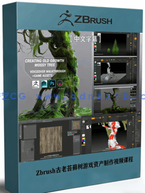 Zbrush古老苔藓树游戏资产制作全流程视频课程(图1)