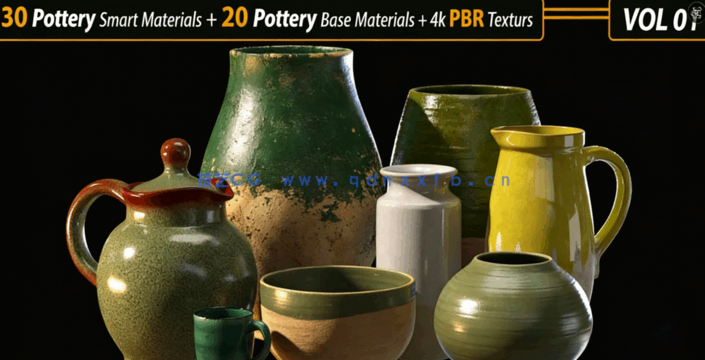 20组陶器罐子贴图素材 Artstation – 20 Pottery 4k PBR Textures Vol.01(图2)