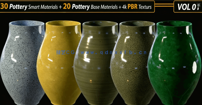 20组陶器罐子贴图素材 Artstation – 20 Pottery 4k PBR Textures Vol.01(图1)