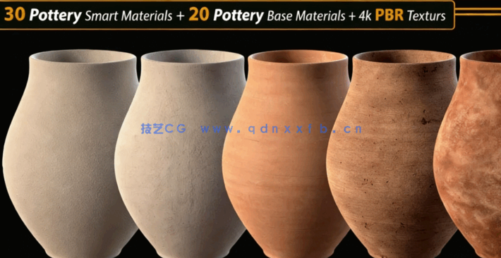 20组陶器罐子贴图素材 Artstation – 20 Pottery 4k PBR Textures Vol.01(图3)