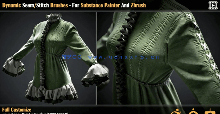 动态缝线/针法笔刷适用于Substance Painter 和 Zbrush + Alpha 纹理动态缝线/针法笔刷适用于Substance Painter 和 Zbrush + Alpha 纹理(图2)
