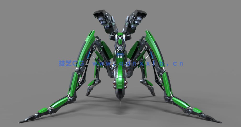 C4D高级机械蚊子机器人建模布线xpresso节点绑定骨骼联动动画教程(含工程)(图4)