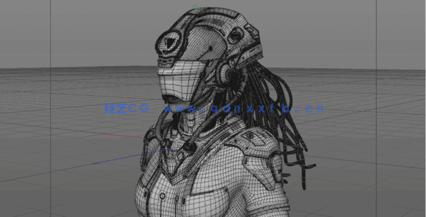 C4D科幻风格女性机甲建模布线渲染Arnold渲染器教程(图4)