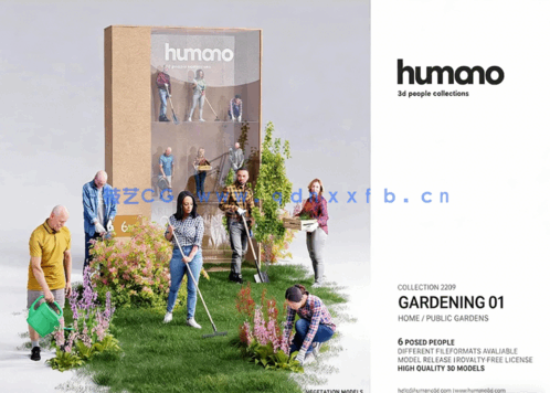 6个姿势3d人物模型Humano 3D- 2209 - Gardening 01(图6)