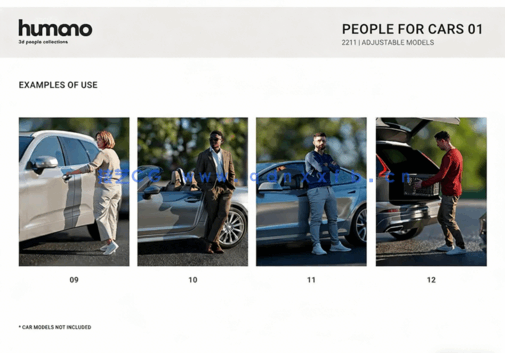 12个姿势3d人物Humano 3D - 2211 - People for cars(图1)