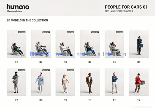 12个姿势3d人物Humano 3D - 2211 - People for cars(图4)