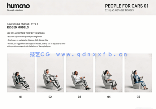 12个姿势3d人物Humano 3D - 2211 - People for cars(图5)