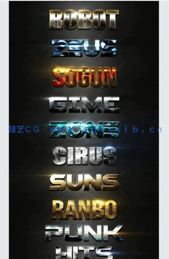 10组现代光泽金属质感艺术特效PSD字模第四季(图2)