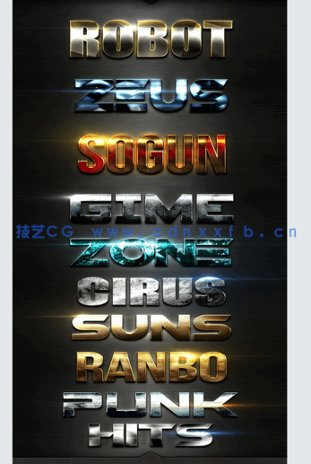10组现代光泽金属质感艺术特效PSD字模第四季(图3)