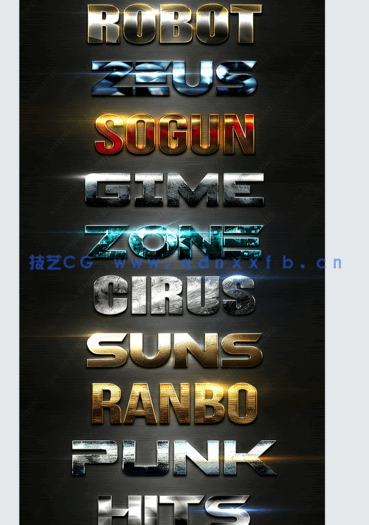 10组现代光泽金属质感艺术特效PSD字模第四季(图4)