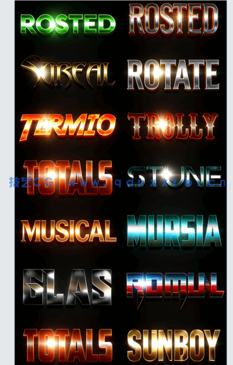 50组闪耀反光金属质感艺术特效PSD字模(图3)