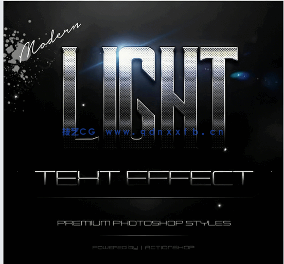 现代时尚发光效果金属质感艺术特效PSD字模(图1)