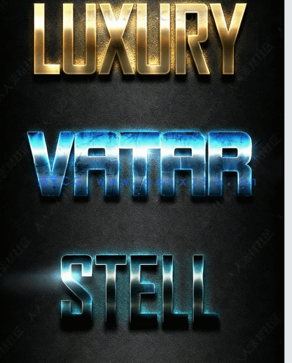 现代时尚发光效果金属质感艺术特效PSD字模(图3)