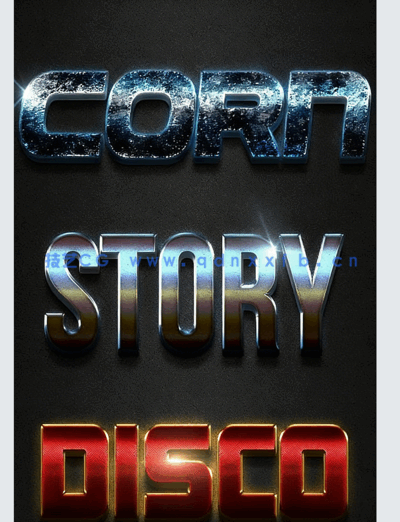 3D时尚暗色系光泽金属质感艺术特效PSD字模第五季(图4)