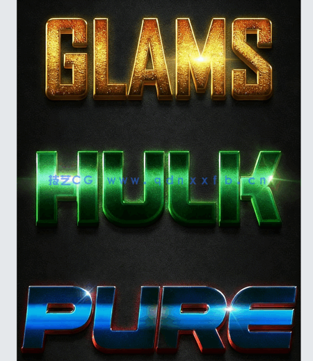 3D时尚暗色系光泽金属质感艺术特效PSD字模第五季(图6)