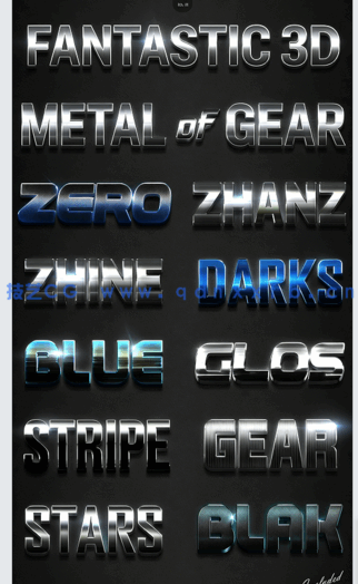 3D时尚暗色系光泽金属质感艺术特效PSD字模第十季(图3)