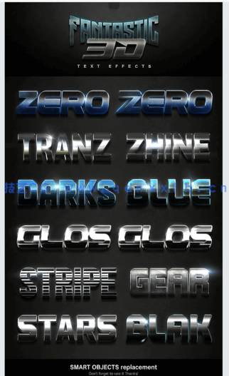 3D时尚暗色系光泽金属质感艺术特效PSD字模第十季(图4)