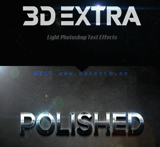 3D闪耀金属质感光晕艺术特效PSD字模第四季(图1)