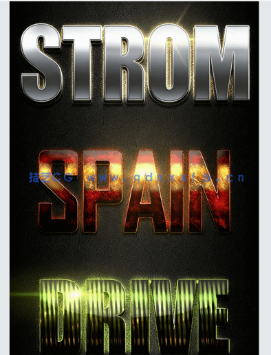 10组专业金属光泽文字艺术特效PSD字模第四季(图3)