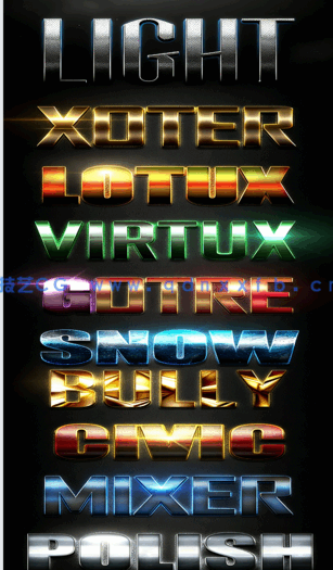 10组专业金属光泽文字艺术特效PSD字模第五季(图2)