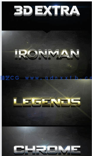 3D闪耀金属质感光晕艺术特效PSD字模第五季(图2)