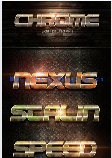 磨损做旧金属质感彩色喷漆psd字模(图1)