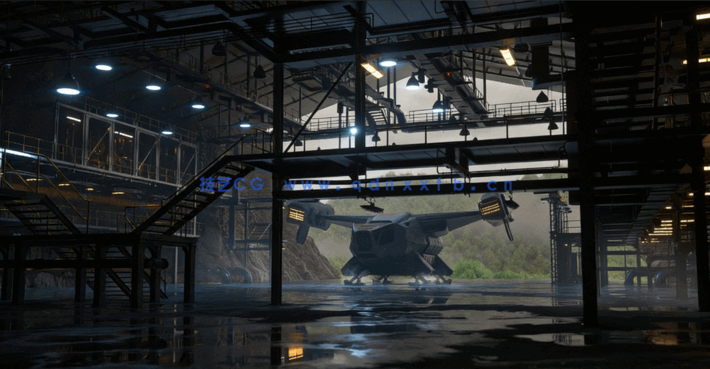 C4D工厂建筑骨架钢结构管道电线电缆照明灯按钮工业模型合集(图1)