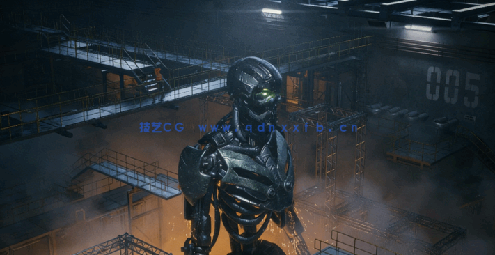 C4D工厂建筑骨架钢结构管道电线电缆照明灯按钮工业模型合集(图3)