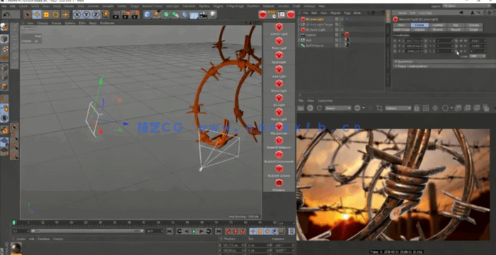 Redshift渲染器铁丝网建模腐蚀材质渲染C4D教程(图4)
