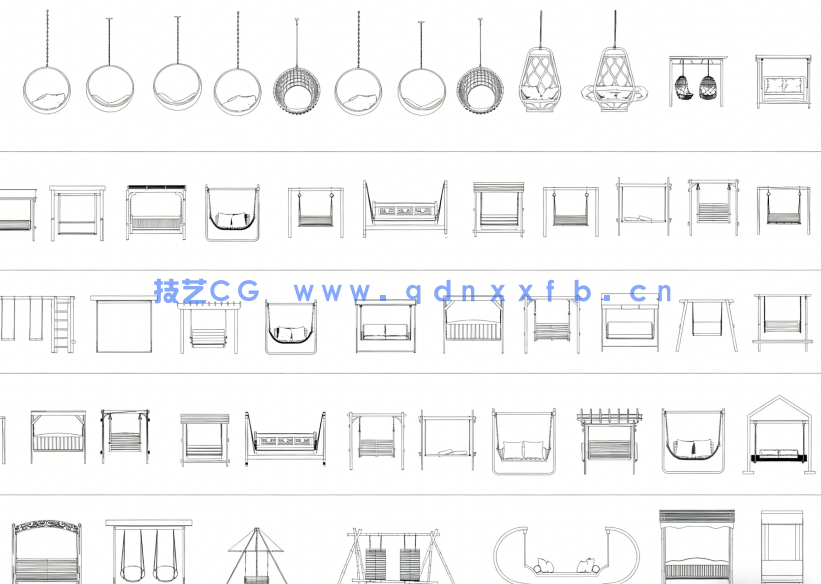 2026年最新秋千CAD图库(图2)