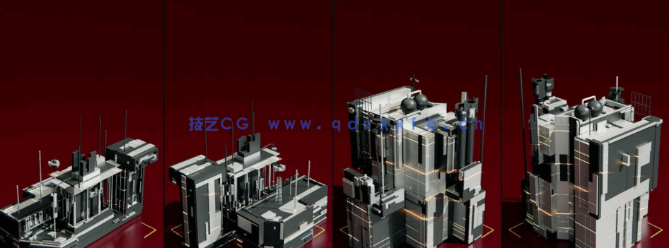 [建筑景观] 未来城市科幻建筑白模组合包3D模型(图4)