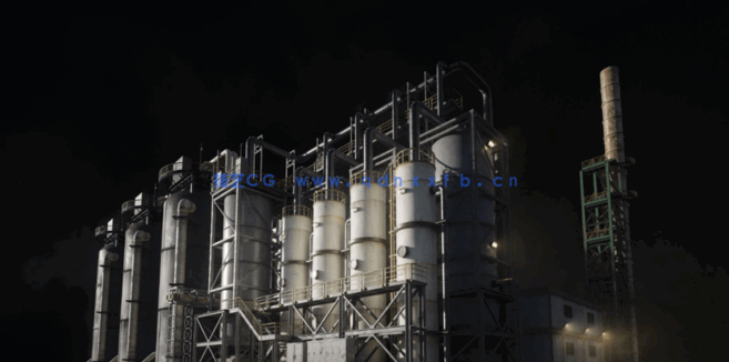 [建筑景观] 重工业工厂炼油厂反应堆炼钢厂建筑环境场景3D模型 完整版(图4)