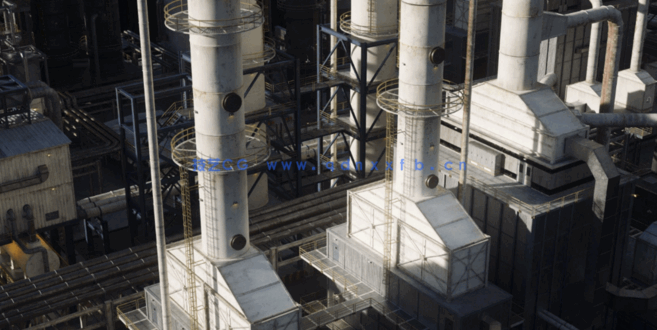 [建筑景观] 重工业工厂炼油厂反应堆炼钢厂建筑环境场景3D模型 完整版(图5)