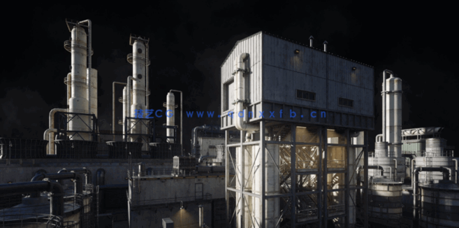 [建筑景观] 重工业工厂炼油厂反应堆炼钢厂建筑环境场景3D模型 完整版(图8)