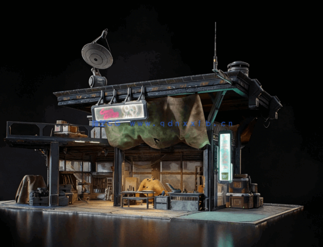 [建筑景观] 地下黑市赛博朋克战乱废土城市环境场景3D模型(图4)