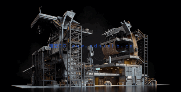 [建筑景观] 地下黑市赛博朋克战乱废土城市环境场景3D模型(图8)