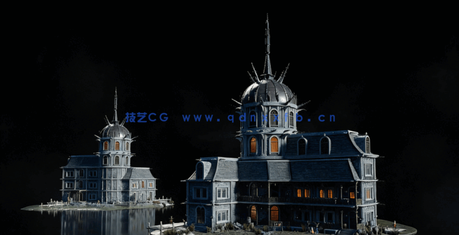 [建筑景观] 哥特式暗黑奇幻恐怖墓地大教堂等建筑场景3D模型资产库 108GB完(图2)