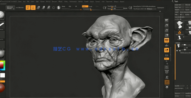 Zbrush兽人半身像概念艺术雕刻技术训练视频教程(图4)