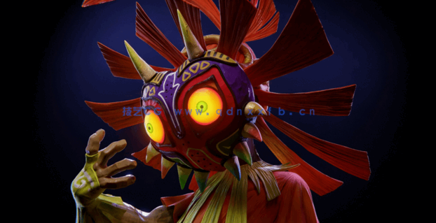 Zbrush塞尔达传说游戏马约拉面具雕刻制作流程视频教程(图3)