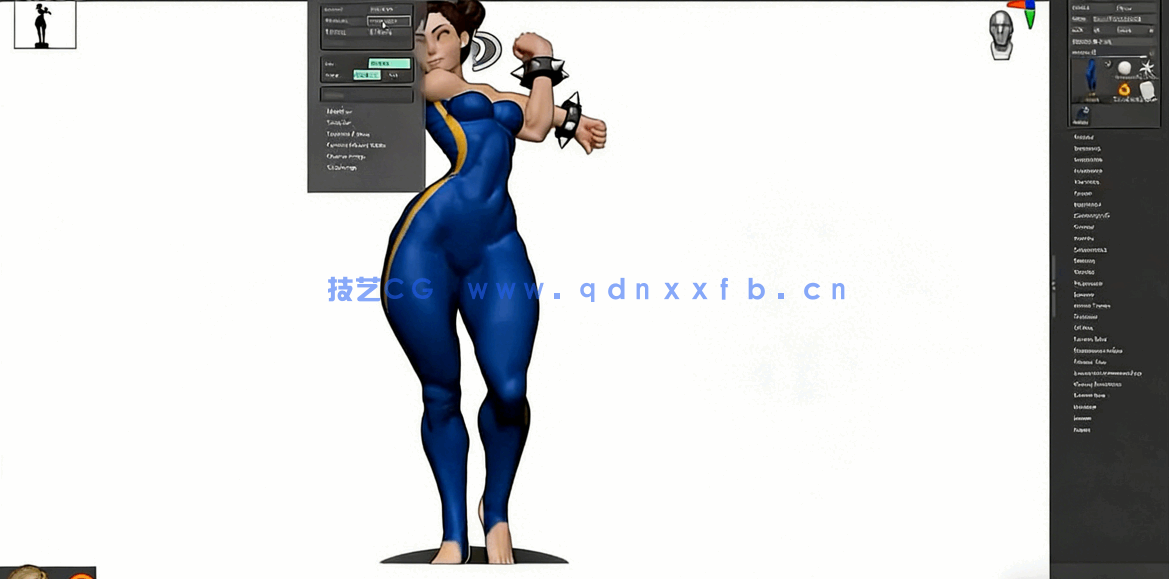 ZBrush街霸游戏春丽女性角色雕刻实例制作视频教程 (图2)