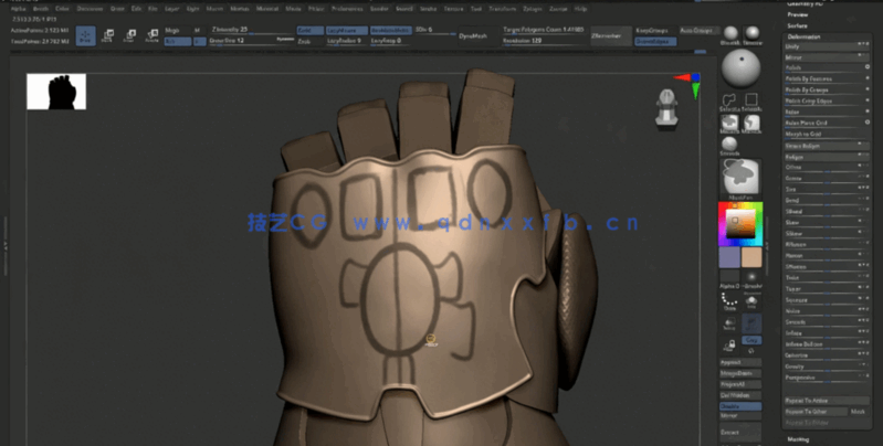 ZBrush漫威灭霸角色和能量宝石雕刻建模训练视频教程 (图5)