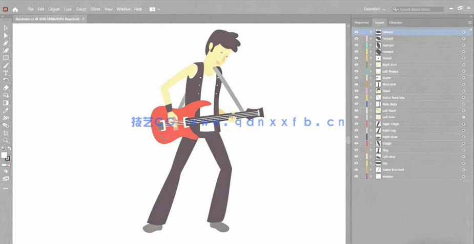 AE创建卡通吉他手角色动画工作流程视频教程(图6)