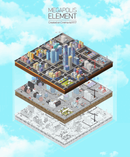 低多边形城市楼房3D模型 Low Poly Megapolis City Pack(图1)