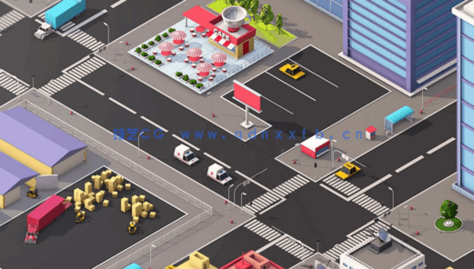 低多边形城市楼房3D模型 Low Poly Megapolis City Pack(图3)