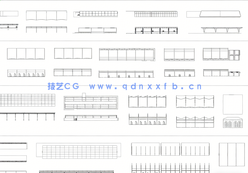 2026年最新车棚CAD图库CAD遮阳棚CAD动车充电棚CAD非机动车棚CAD固定式车棚(图3)