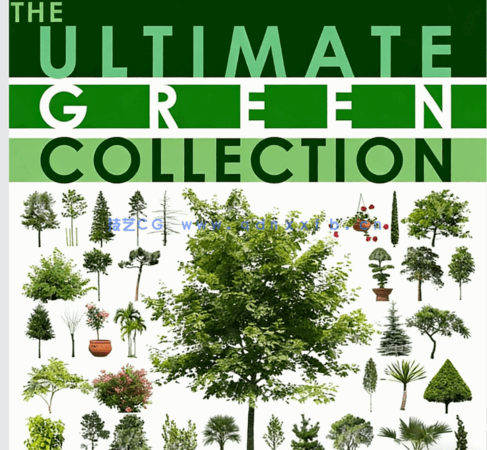 440组Vishopper出品树木植物建筑效果图背景插图JPG与PSD图片集(图1)