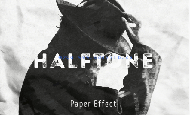 单色印刷油墨半色调凸版照片效果PSD模板(图1)